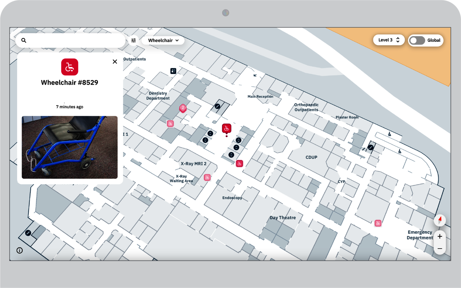 Living Map's Asset Tracking technology on a desktop